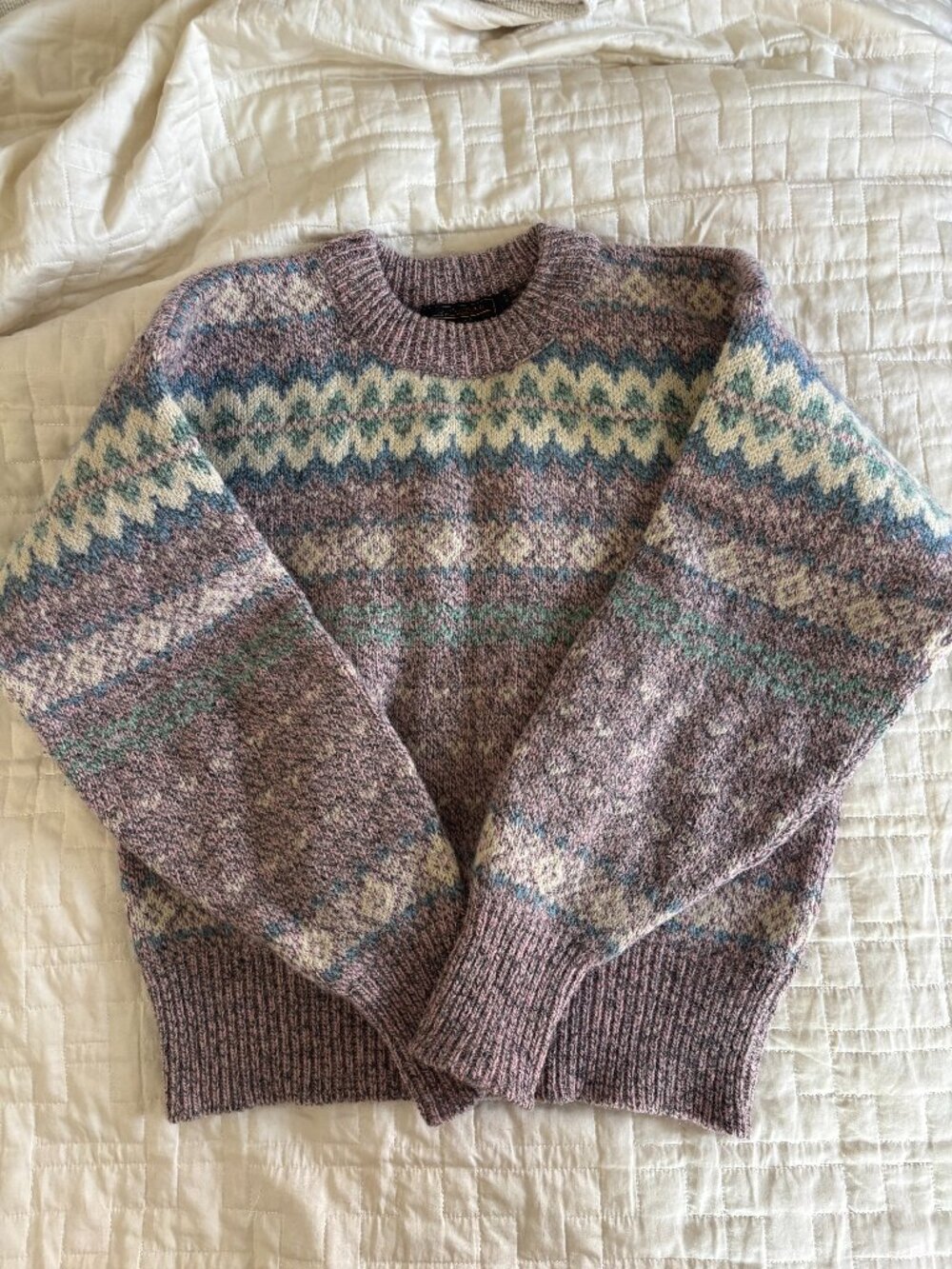Vintage Eddie Bauer Fair Isle Wool Sweater Made in USA S